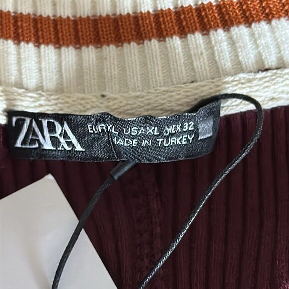 NWT Zara Women’s New York Varsity Bodycon Cotton Knit Dress Burgundy Size XL - Picture 10 of 14